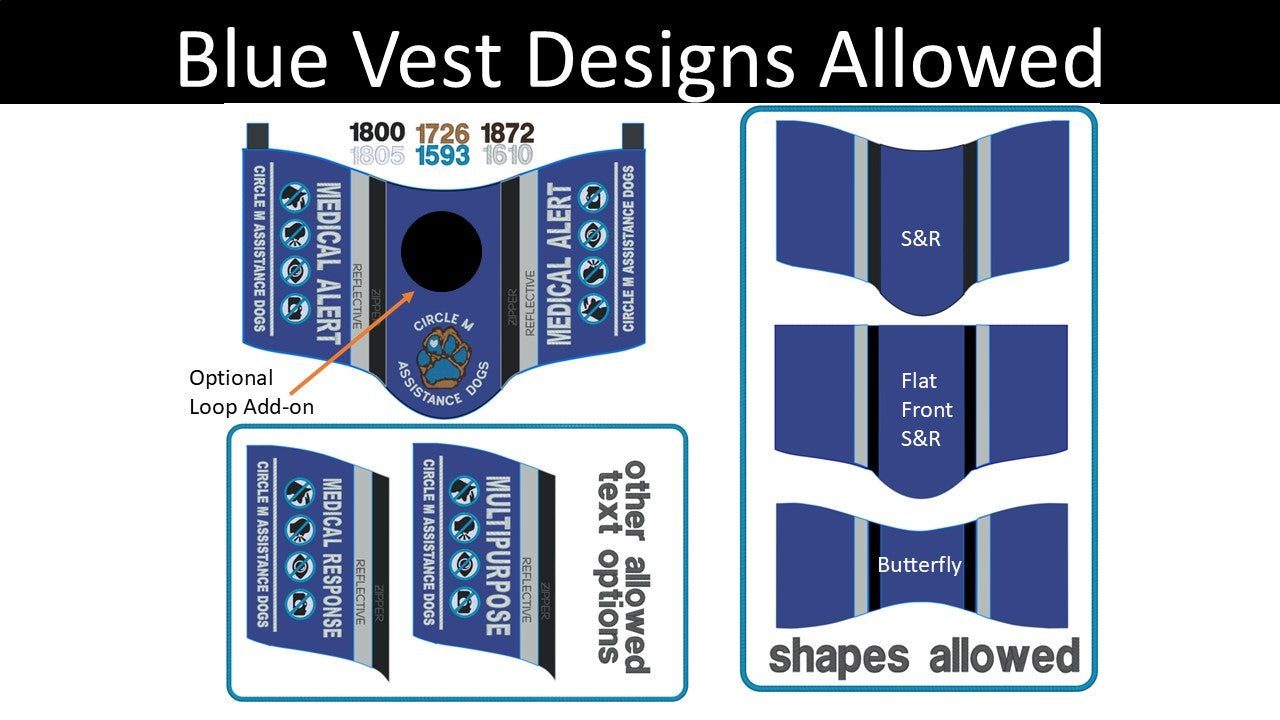 Program Vest - Circle M Assistance Dogs, Butterfly or S&R - clients can purchase