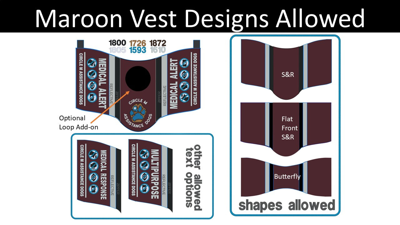 Program Vest - Circle M Assistance Dogs, Butterfly or S&R - clients can purchase