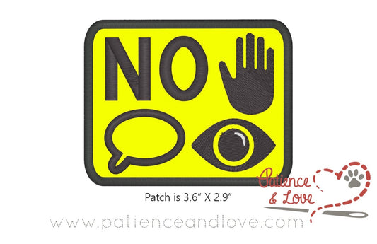 No touch, no talk, no eye contact symbol, 3.6x2.6 inch patch