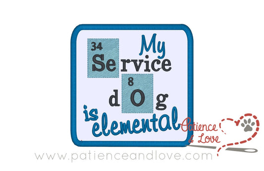 My Service dog is elemental, 3 x 3", square patch