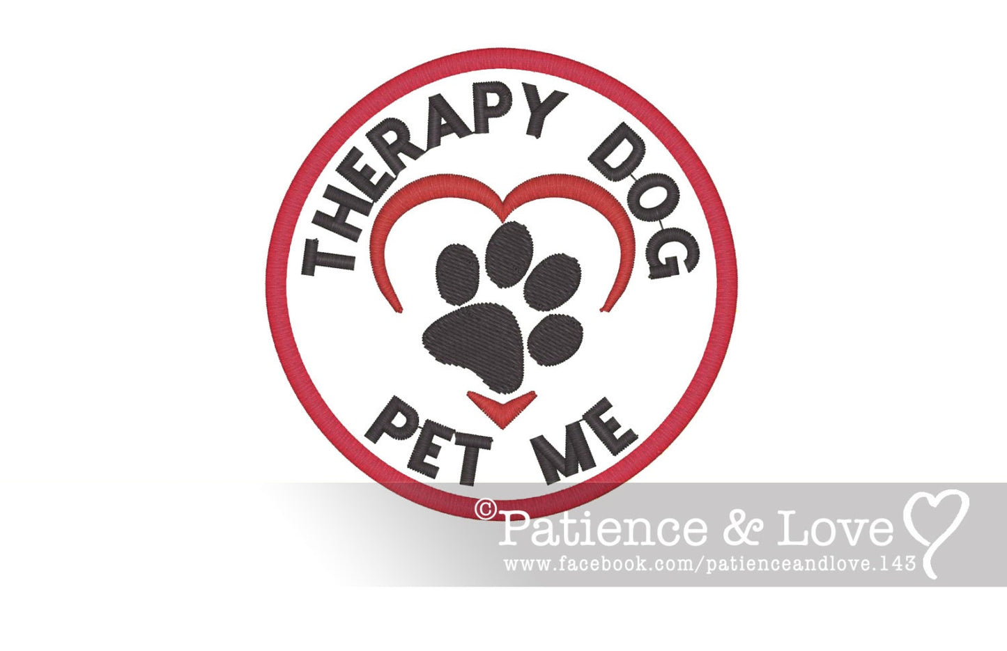 THERAPY DOG Pet Me, 3 inch round patch
